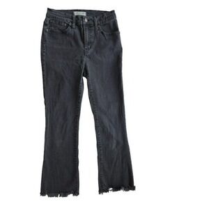 Madewell Jeans Women's 26 Black Cali Demi Boot Raw Hem Frayed Denim Pants